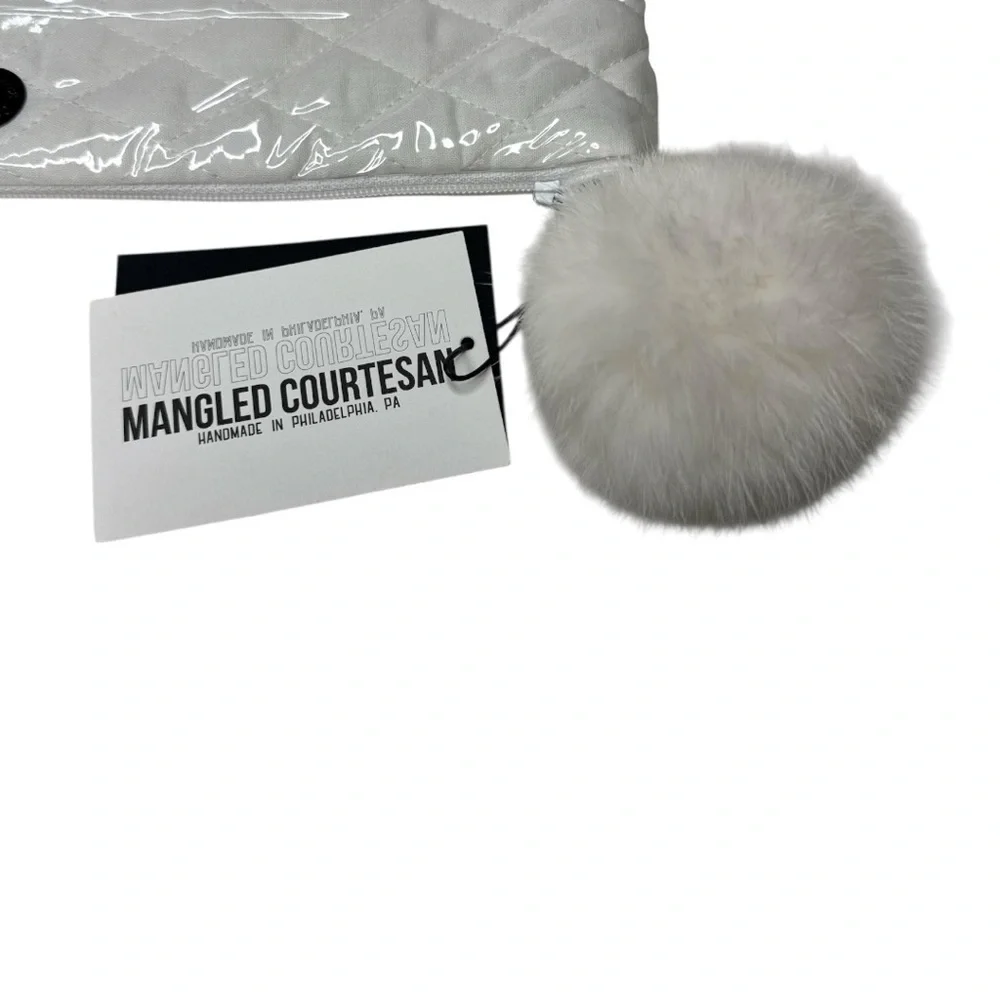 Mangled Courtesan by April Johnston Quilted White Fold-Over Clutch NWT
